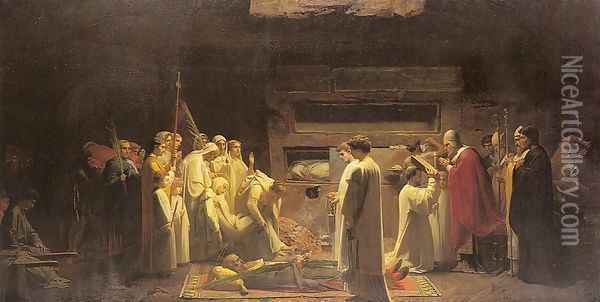 The Martyrs in the Catacombs 1855 Oil Painting - Jules-Eugene Lenepveu