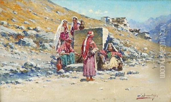 Scena Rodzajowa Z Kaukazu Oil Painting - Richard Karlovich Zommer