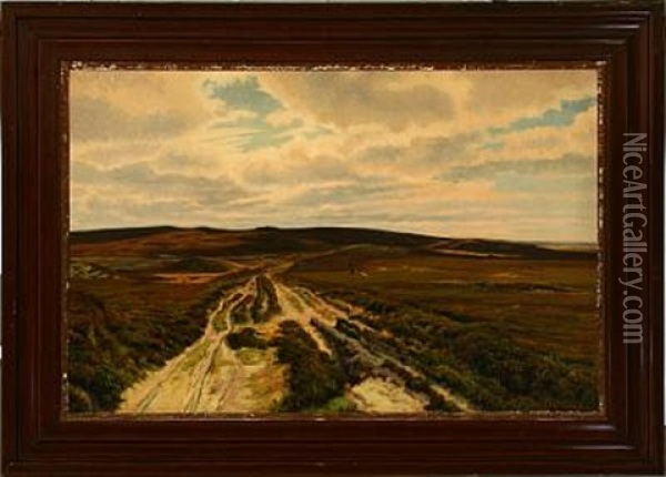 Moor Landscape With A Hunter Oil Painting - Carl Milton Jensen