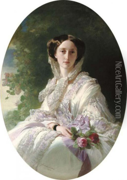 Queen Olga Of Wurttemberg, Grand Duchess Of Russia Oil Painting - Franz Xavier Winterhalter