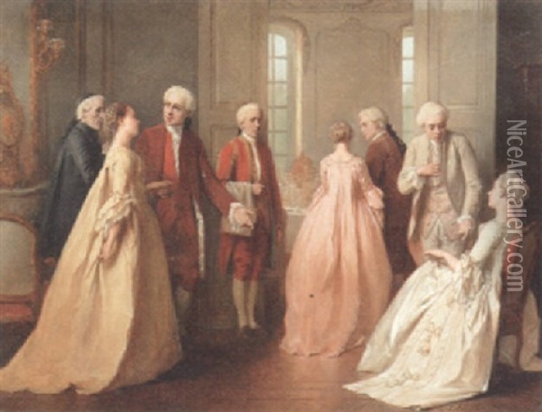 Escorting The Guests Oil Painting - Benjamin Eugene Fichel