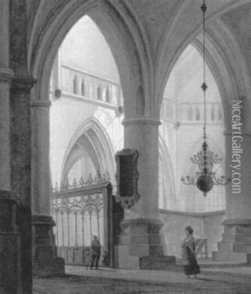 Interieur Einer Gotischen Kirche Oil Painting - Johannes Jelgerhuis