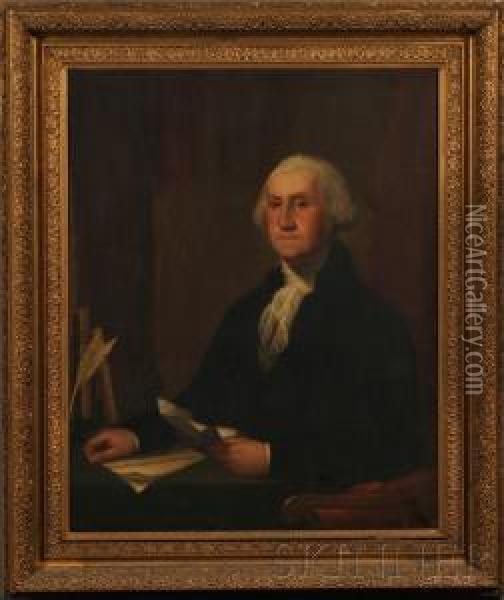 Portrait Of George Washington. Oil Painting - Moses Wight