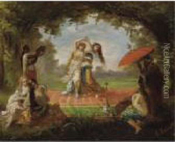 Danse Au Harem; Le Repos De Courtisanes Oil Painting - Antoine Edmond Joinville