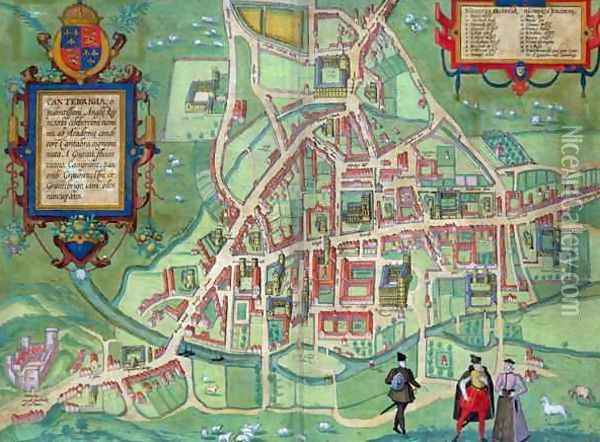 Map of Cambridge from Civitates Orbis Terrarum Oil Painting - Joris Hoefnagel