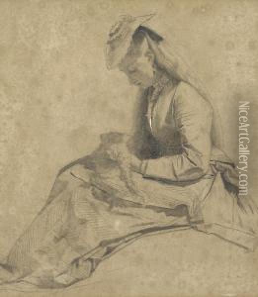 Bildnis Der Sitzenden Marie Huguenin Oil Painting - Leo Paul Samuel Robert