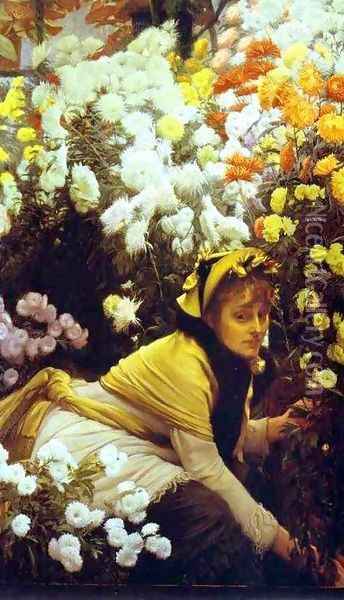 Chrysanthemums Oil Painting - James Jacques Joseph Tissot
