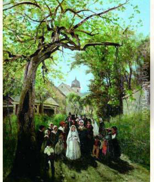La Communion Solennelle 1860 Oil Painting - Henri-Joseph Harpignies