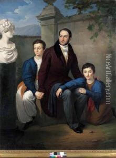 Ritratto Di Famiglia Oil Painting - Giacomo Trecourt