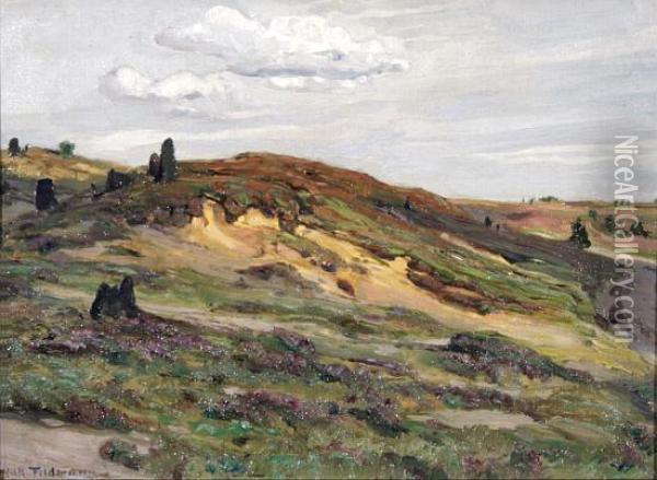 Sommerliche Heidelandschaft Oil Painting - Wilhelm Feldmann