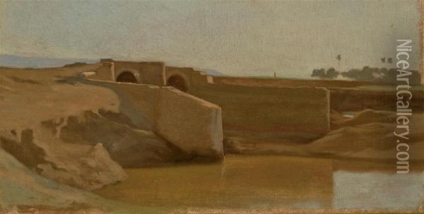 Pont Dans Un Paysage Oil Painting - Alexandre Desgoffe