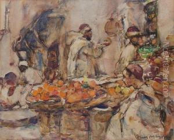 Fruit Sellers, Morocco Oil Painting - William Frederick Mayor