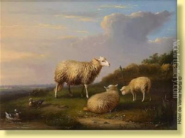 Moutons Dans Un Paysage Oil Painting - Franz van Severdonck