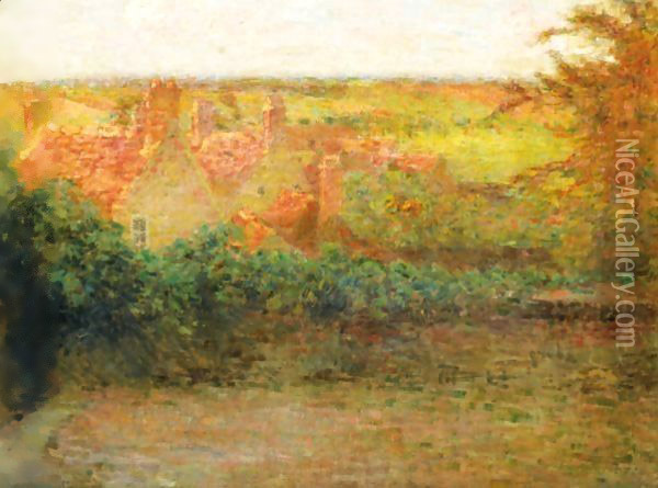 La Terrasse, Soleil, Gerberoy Oil Painting - Henri Eugene Augustin Le Sidaner