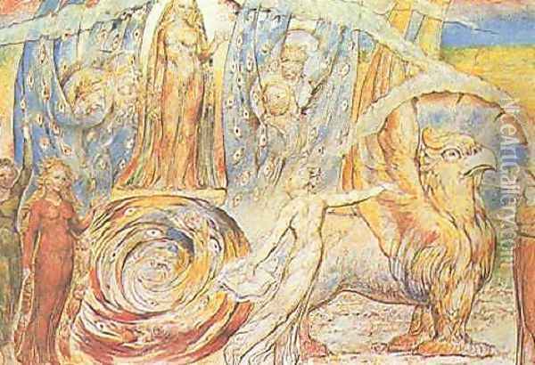Beatrice Addressing Dante Oil Painting - William Blake