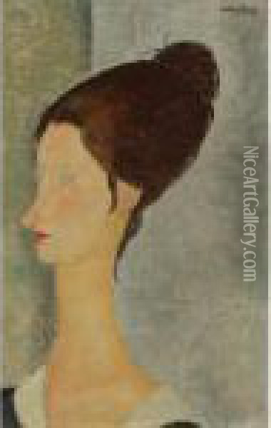 Portrait De Jeanne Hebuterne Oil Painting - Amedeo Modigliani