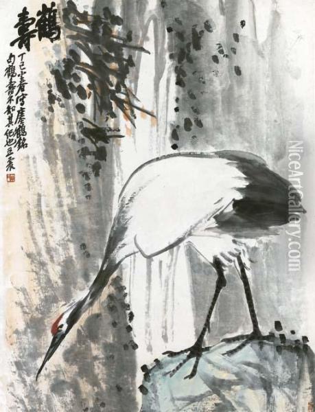 Crane Oil Painting - Wang Zhen
