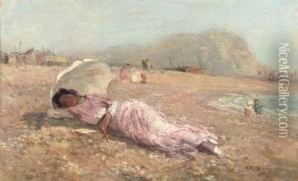 The Girl In The Pink Dress Oil Painting - Henry Mitton Wilson