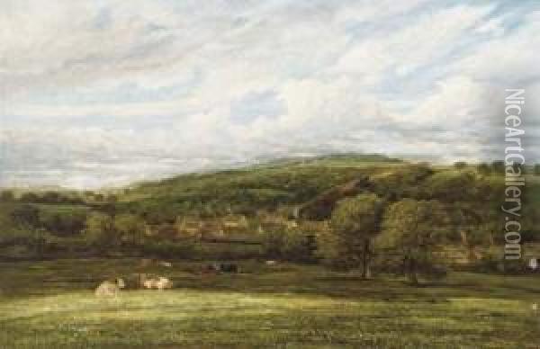Cattle Resting In A Wooded Valley Oil Painting - James Orrock