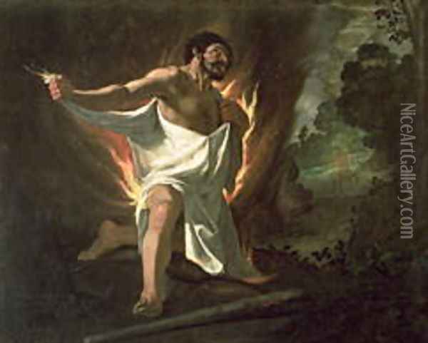 Hercules Tearing the Burning Robe, c.1634 Oil Painting - Francisco De Zurbaran
