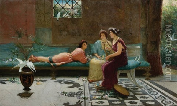 A Pompeiian Love Song Oil Painting - Ettore Forti