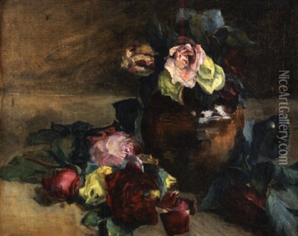 Jete Et Bouquet De Roses Oil Painting - Jeanne Gonzales