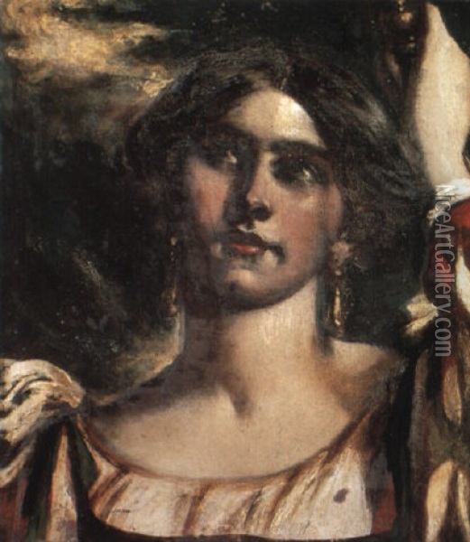 Mrs. Caroline Norton As Joan Of Arc Oil Painting - William Etty