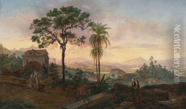 View Of Rio De Janeiro From The Hotel De Sta Thereza Oil Painting - Nicolau Antonio Facchinetti