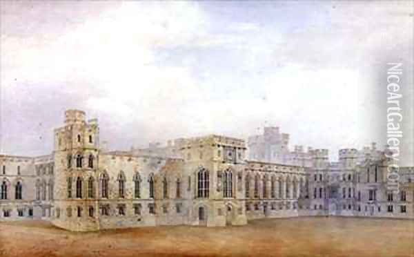 Windsor Castle and the North East View of the Upper Ward Oil Painting - Michael Gandy