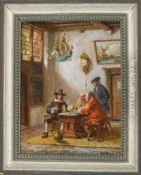 Vier Niederlandische Kaufleute Im Wirtshaus Oil Painting - Max Gaisser