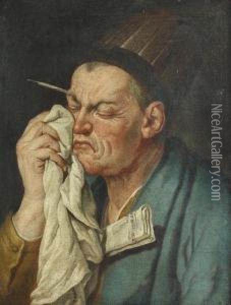 Der Mude Schreiberling. Oil Painting - Etienne Liotard
