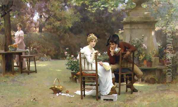 Twos Company, Threes None, 1892 Oil Painting - Marcus Stone