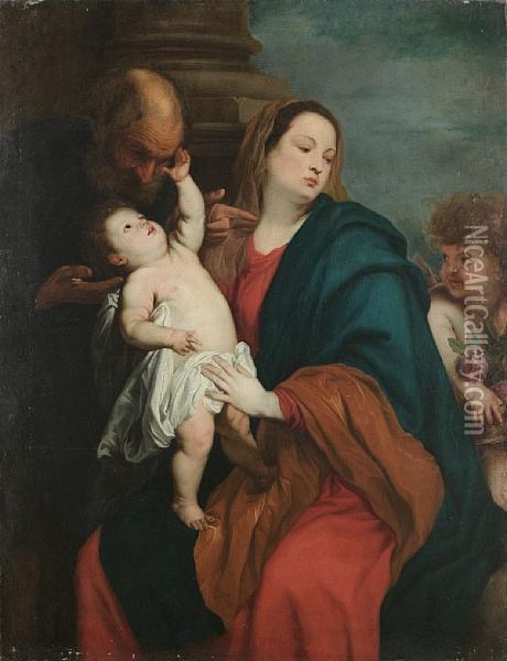 The Holy Family With An Angel Oil Painting - Sir Anthony Van Dyck