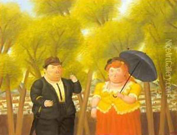 A man and a woman 1989 Oil Painting - Fernando Botero