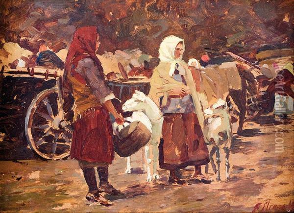 Na Targu Oil Painting - Frantisek Mrazek