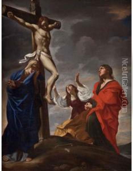 Crocifissione Con La Madonna, La Maddalena E San Giovanni Oil Painting - Giovanni Lanfranco
