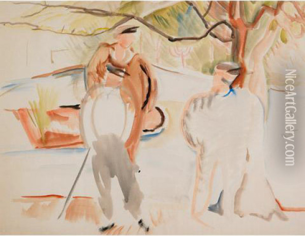 Golfers Oil Painting - Pegi Nicol Macleod