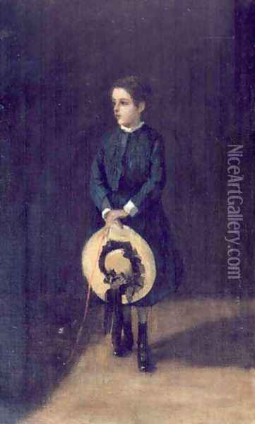 Girl with a Hat- Portrait of Janina Chojecka Oil Painting - Adam Chmielowski