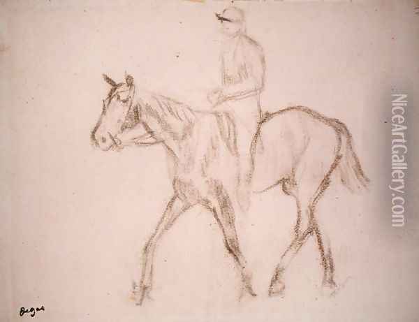 Horse and Jockey Oil Painting - Edgar Degas