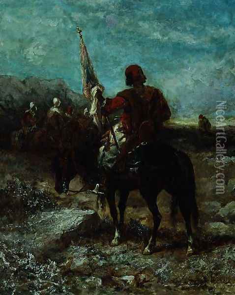 An Arab Horseman Oil Painting - Franz Schreyer