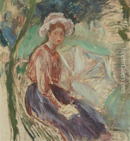 Jeune Fille A L'ombrelle Oil Painting - Berthe Morisot