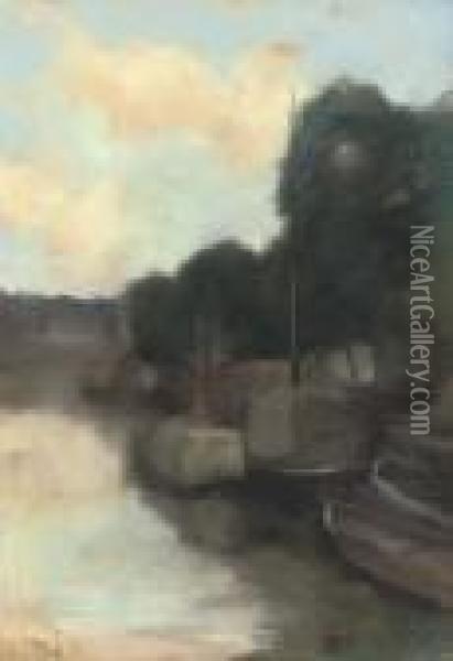 Auf Dem Canal Oil Painting - Lesser Ury