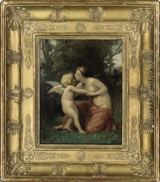 Venus And Cupid Oil Painting - Leon Jean Basile Perrault
