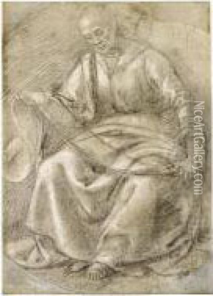 Study For A Seated Prophet Oil Painting - Luca Signorelli