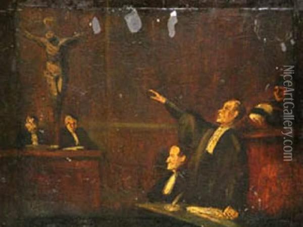 Juctice Caricature Oil Painting - Honore Daumier