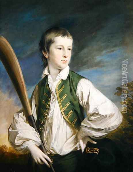 Charles Collyer as a boy, with a cricket bat, 1766 Oil Painting - Francis Cotes
