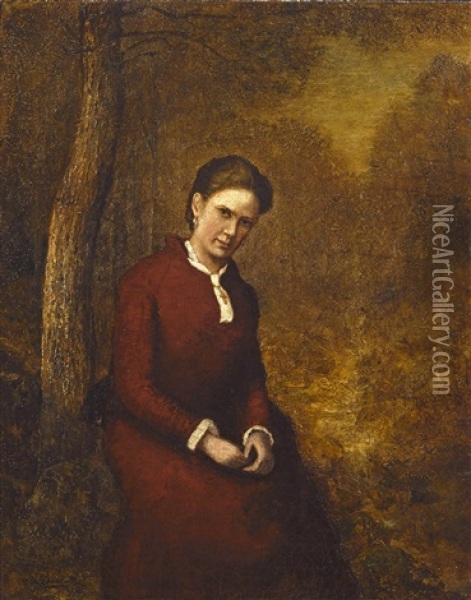 Portrait Of Cora Bailey (mrs. Ralph Blakelock) Oil Painting - Ralph Albert Blakelock