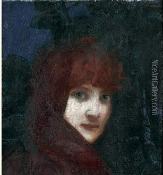Portrait De Femme Oil Painting - Franz von Stuck
