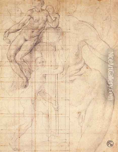 Adam and Eve at Work 1546-56 Oil Painting - (Jacopo Carucci) Pontormo