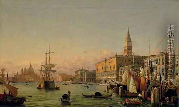 The Doge's Palace and the Bacino di San Marco, Venice Oil Painting - Friedrich Nerly